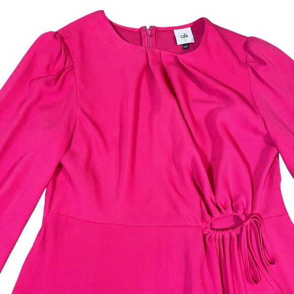 CAbi Delight Midi Dress Fuchsia Hot Pink Cutout Tie Waist Size Small #6578 - Picture 3 of 9